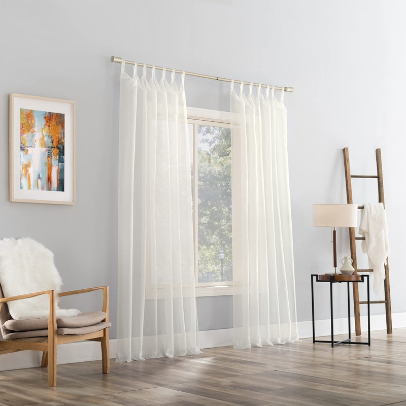 No. 918 Emily Sheer Voile Tab Top Curtain Panel, 59" x 84", Eggshell - Image 5